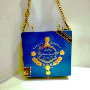 Suenos de Saundra Upcycled Collection, Cigar Box Purse, Jaime Garcia Teal Box